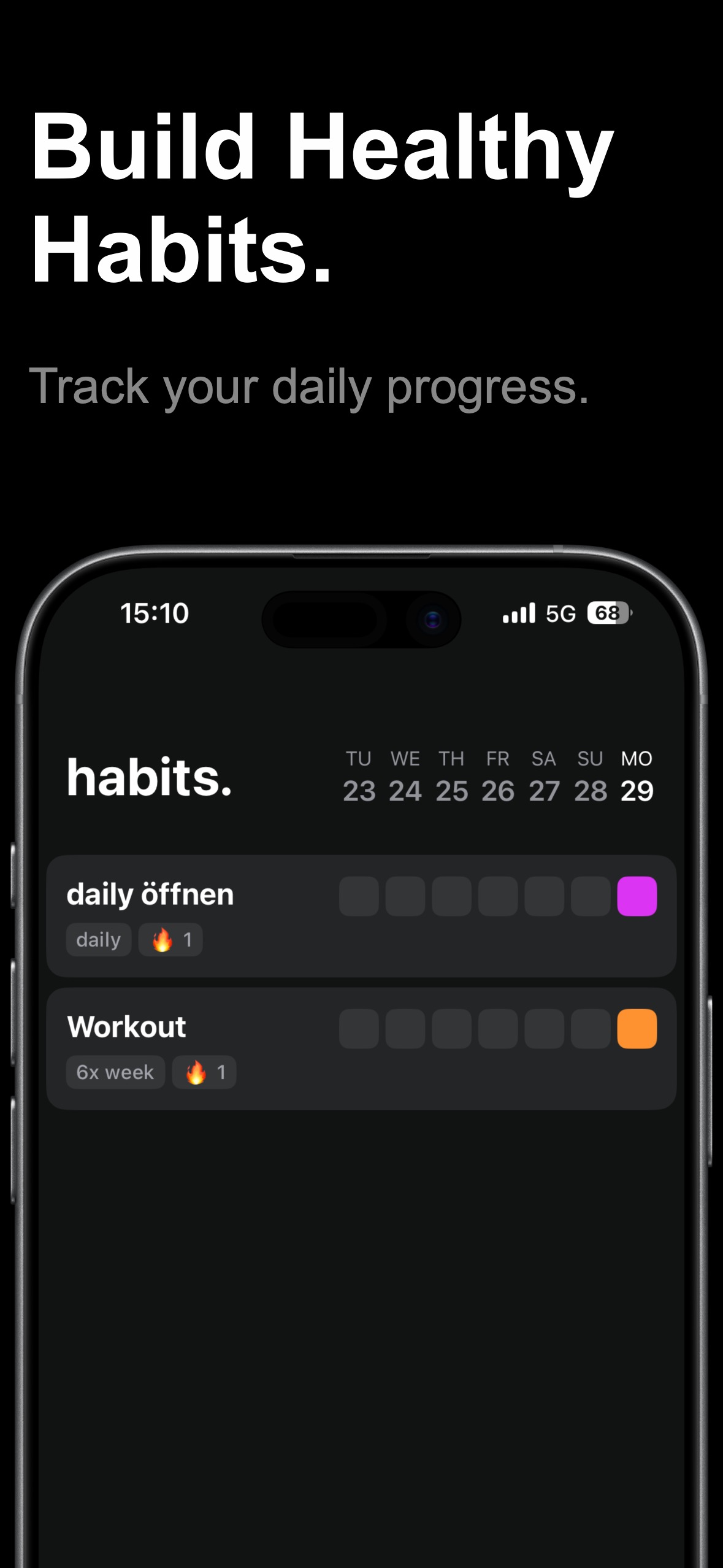 Projects view in planner app