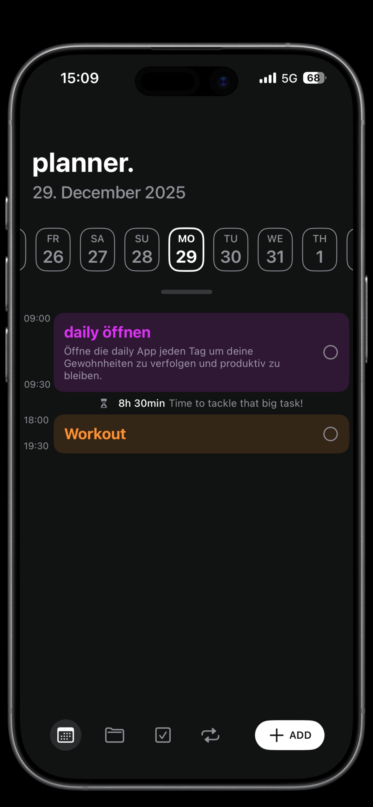 planner app screenshot